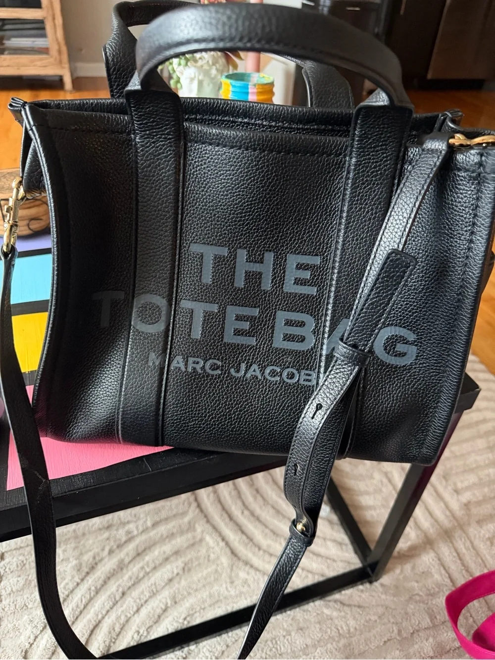 Medium Marc Jacobs Black Pebbled Leather 'The Tote Bag'